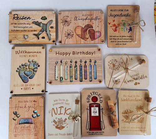 Geldgeschenk karte aus holz - geldgeschenk,