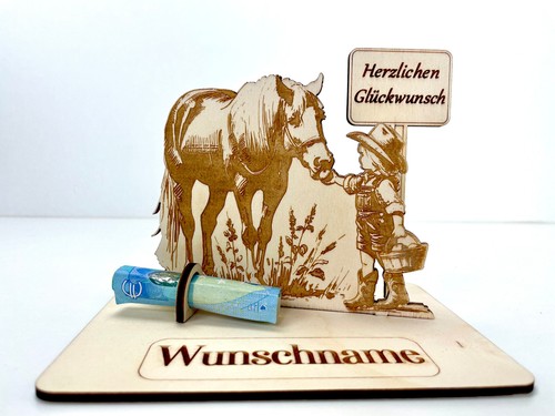Geldgeschenk pferd aus holz - geldgeschenk,