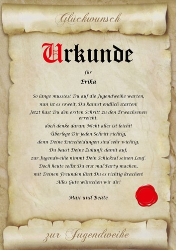 Urkunde personalisiert