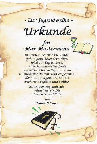 Urkunde zur jugendweihe - urkunde,