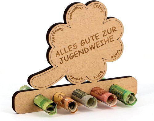 Holz kleeblatt jugendweihe - kleeblatt,
